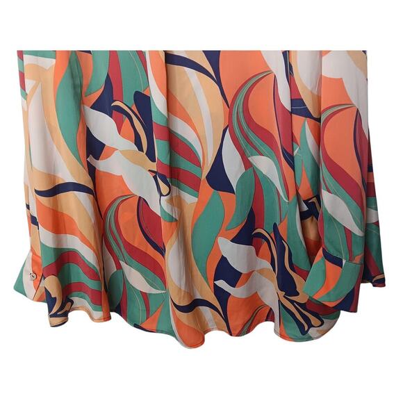 New EASEL Satin Geo Print Vibrant Colored Button Up Collared Tunic 1x - Picture 11 of 15